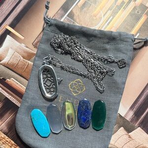 Kendra Scott Color Bar Ella Locket Necklace Set with 5 stones